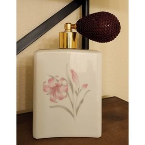 Vintage Glass Floral PERFUME BOTTLES w/Spray Atomizer - JASCO